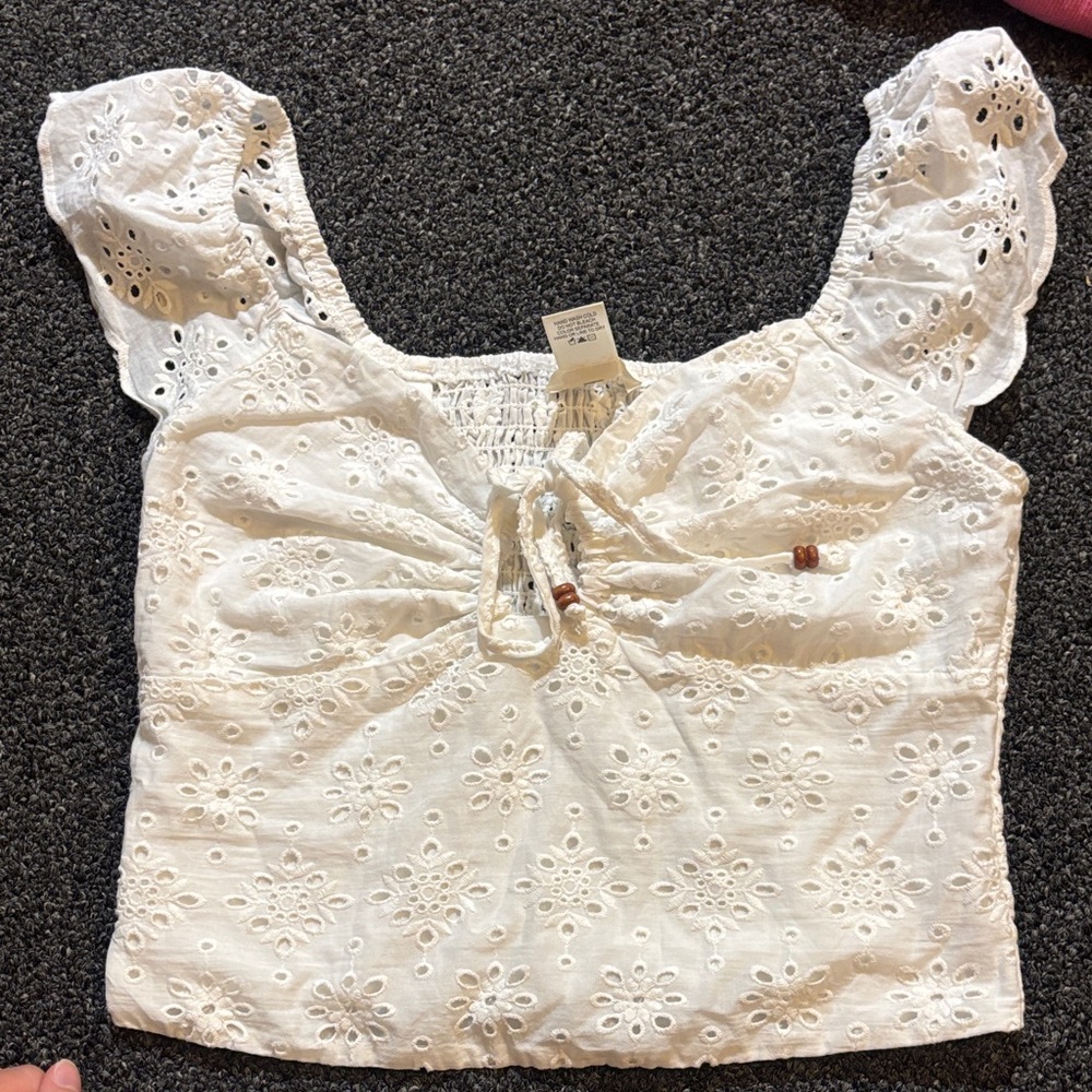 White Eyelet Lace Women's Top